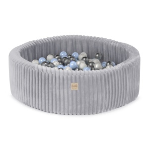 PLUSH NEST PLUSH NEST Suchý bazén kulatý Puffy Lamell (šedý) Ø 90 × 30 cm s 200 perleťovými míčky