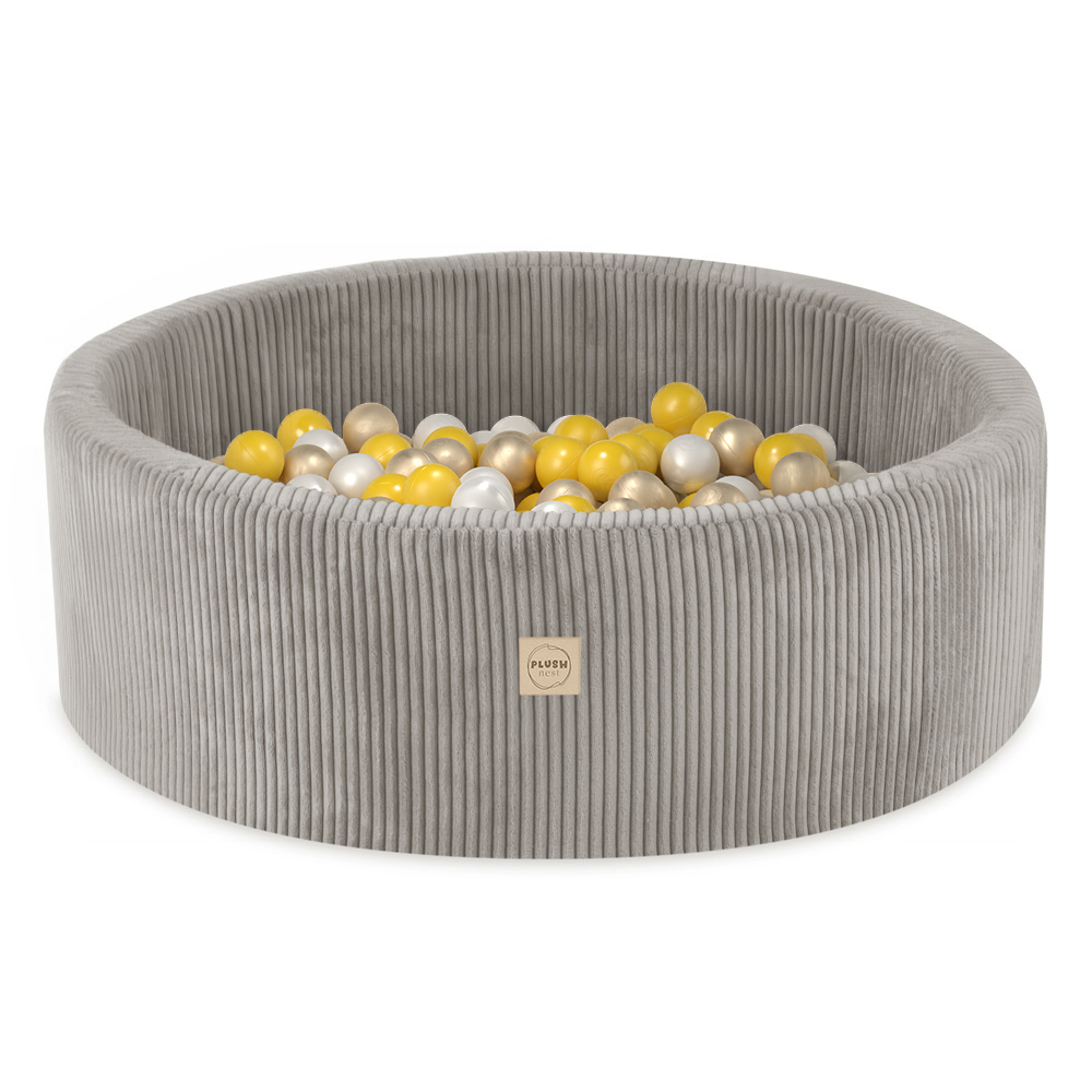 PLUSH NEST PLUSH NEST Suchý bazén kulatý Manšestr béžový Ø 90 × 30 cm s 200 míčky