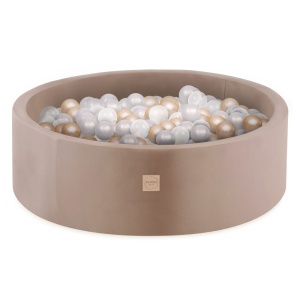PLUSH NEST PLUSH NEST Suchý bazén kulatý Samet (zlatý) Ø 90 × 30 cm a 200 míčky