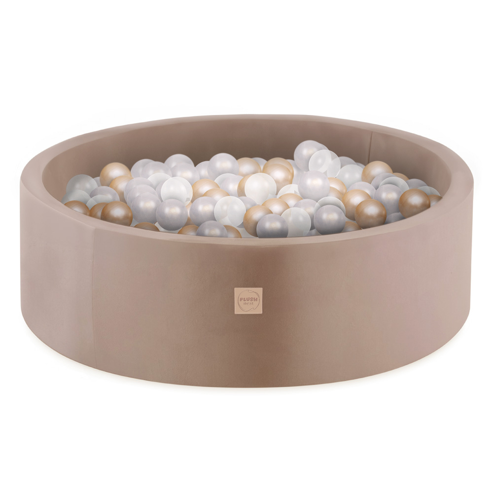 PLUSH NEST PLUSH NEST Suchý bazén kulatý Samet (zlatý) Ø 90 × 30 cm a 200 míčky