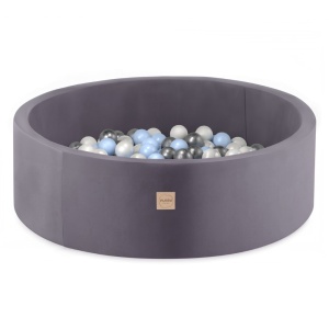 PLUSH NEST PLUSH NEST Suchý bazén kulatý Samet (šedý) Ø 90 × 30 cm s 200 míčky