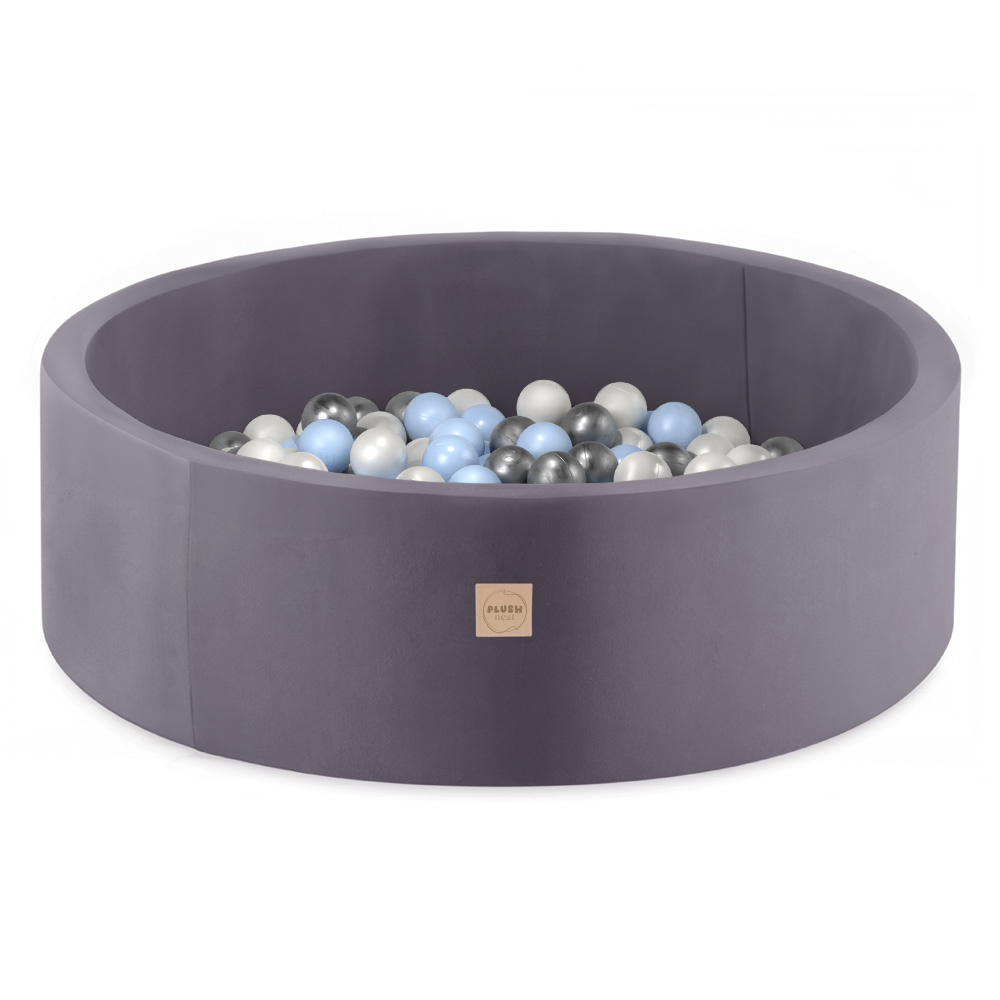 PLUSH NEST PLUSH NEST Suchý bazén kulatý Samet (šedý) Ø 90 × 30 cm s 200 míčky