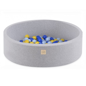 PLUSH NEST PLUSH NEST Suchý bazén kulatý Bavlna světle šedý Ø 90 × 30 cm s 200 míčky