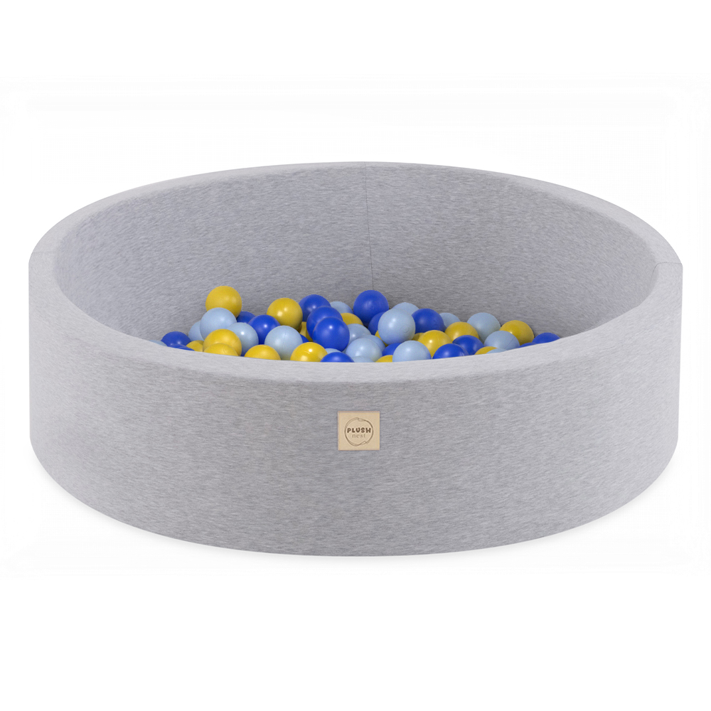 PLUSH NEST PLUSH NEST Suchý bazén kulatý Bavlna světle šedý Ø 90 × 30 cm s 200 míčky