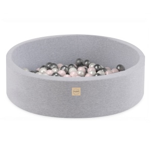 PLUSH NEST PLUSH NEST Suchý bazén kulatý Bavlna světle šedý Ø 90 × 30 cm s 200 míčky