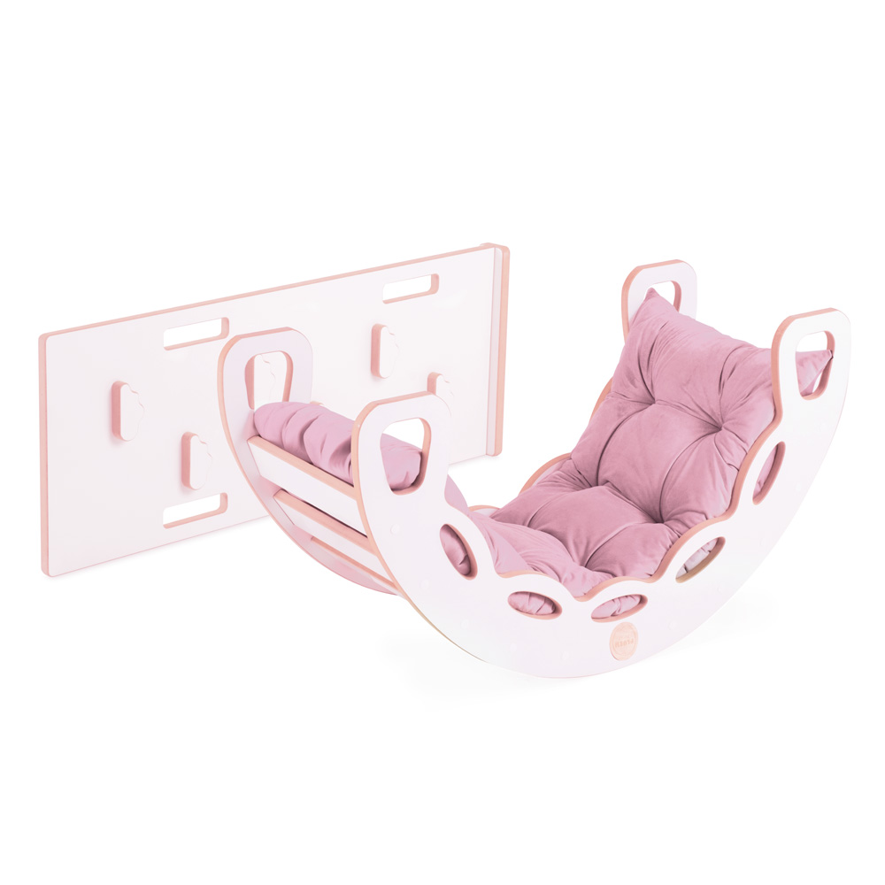 PLUSH NEST PLUSH NEST Dřevěné houpátko Mini 4v1 se skluzavkou