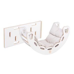 PLUSH NEST PLUSH NEST Dřevěné houpátko Mini 4v1 s lezeckou stěnou