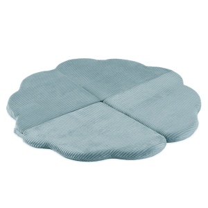 PLUSH NEST PLUSH NEST Plyšová hrací podložka ve tvaru květu 115 × 115 × 5 cm Prémiový manšestr modrá