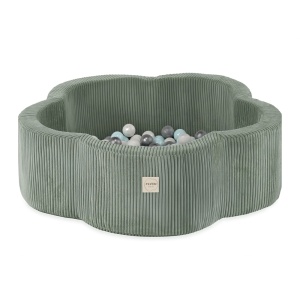 PLUSH NEST PLUSH NEST Suchý bazén Květinová zóna prémiový manšestr zelený 95 × 30 cm s 200 míčky