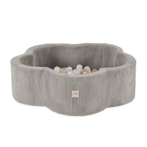 PLUSH NEST PLUSH NEST Suchý bazén Květinová zóna 95 × 30 cm – Prémiový béžový manšestr s 200 míčky