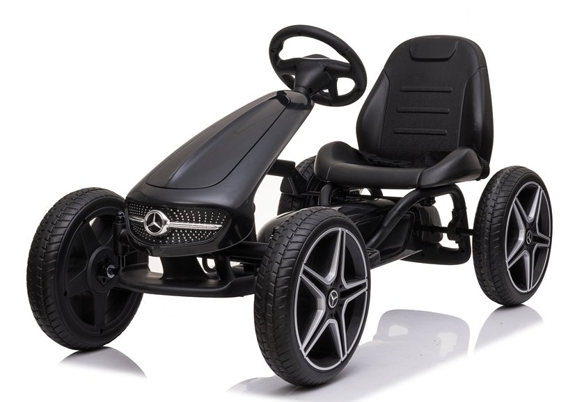 Dětská šlapací motokára Mercedes XMX610 černá | ECO kůže | Polohovatelné sedadlo