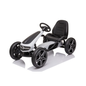 Dětská šlapací motokára Mercedes XMX610 bílá | ECO kůže | Polohovatelné sedadlo