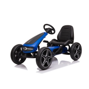 Dětská šlapací motokára Mercedes XMX610 modrá | ECO kůže | Polohovatelné sedadlo