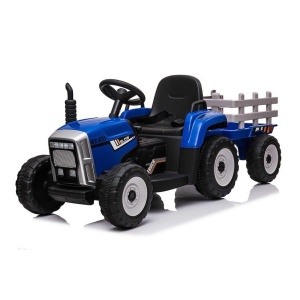 Elektrický traktor s vlečkou modrý