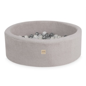 PLUSH NEST PLUSH NEST Suchý bazén kulatý Beránek šedý Ø 90 × 30 cm a 200 míčky