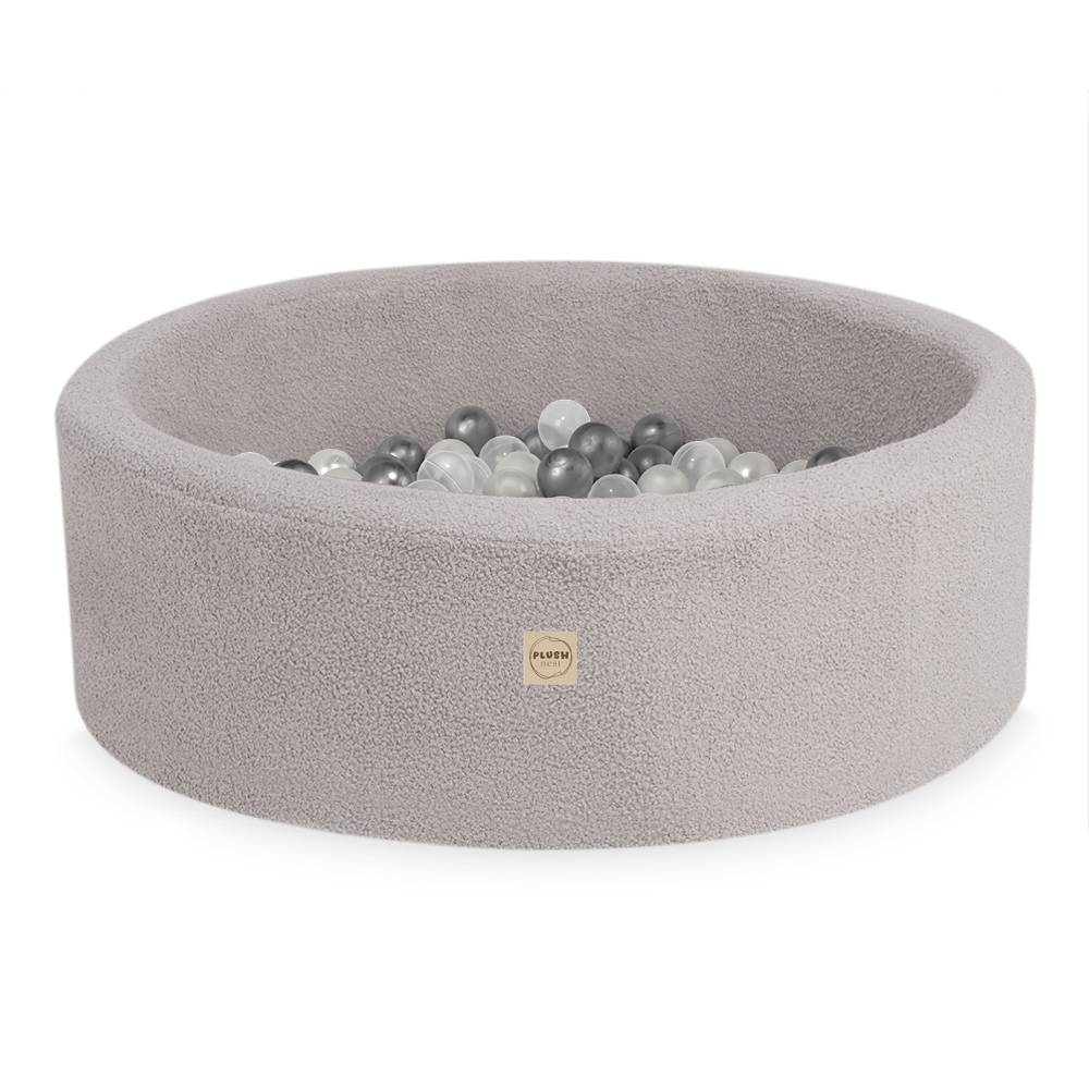 PLUSH NEST PLUSH NEST Suchý bazén kulatý Beránek šedý Ø 90 × 30 cm a 200 míčky