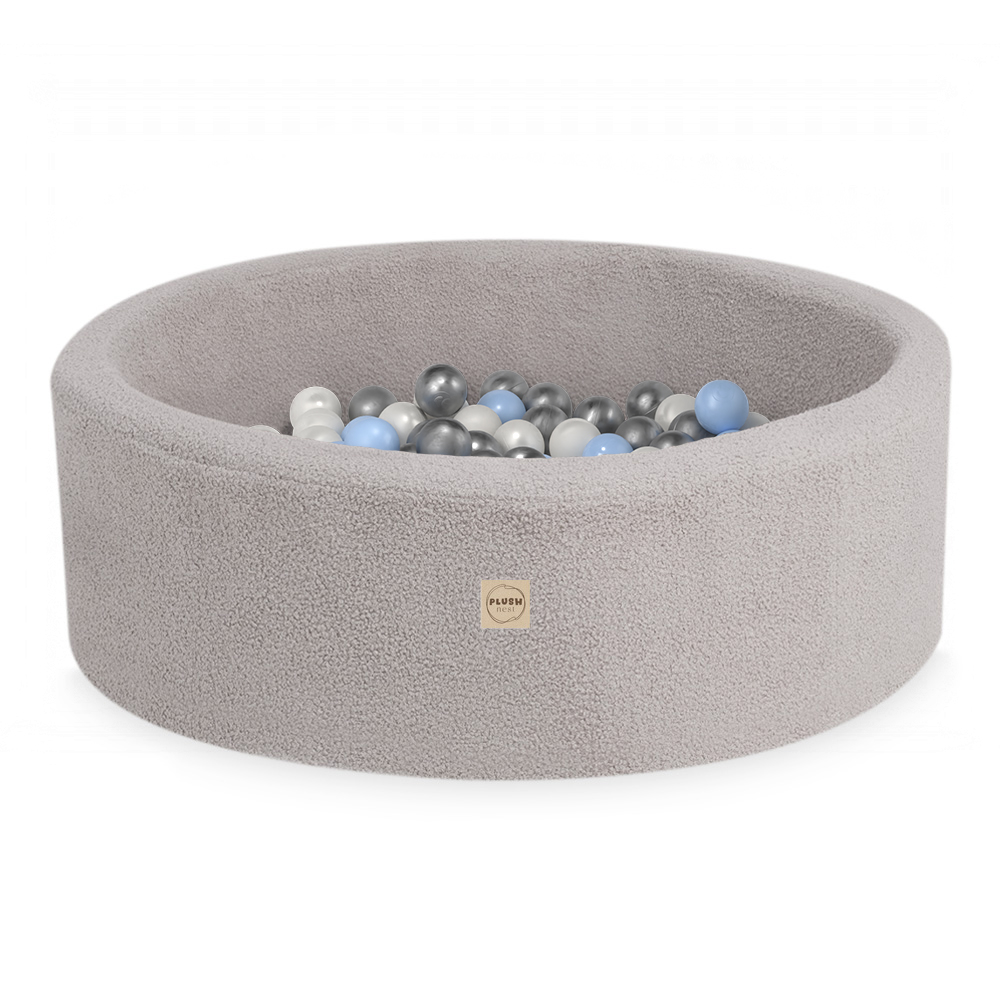 PLUSH NEST PLUSH NEST Suchý bazén kulatý Šedý beránek Ø 90 × 30 cm s 200 míčky