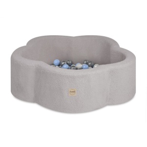 PLUSH NEST PLUSH NEST Suchý bazén Květinová zóna 95 × 30 cm šedý beránek s 200 míčky