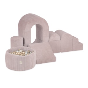 PLUSH NEST PLUSH NEST Hrací hrad s bazénem a 150 míčky světle růžový Manšestr