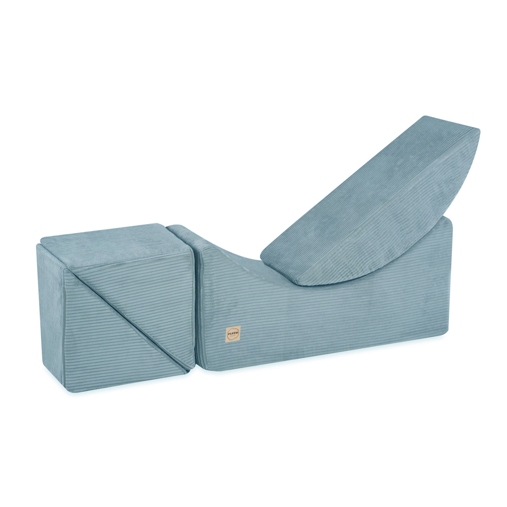 PLUSH NEST PLUSH NEST Dětská polohovatelná lenoška Prémiový modrý manšestr 145 × 35 × 45 cm
