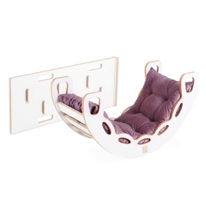 PLUSH NEST PLUSH NEST Dřevěné houpátko Mini 4v1 s lezeckou stěnou