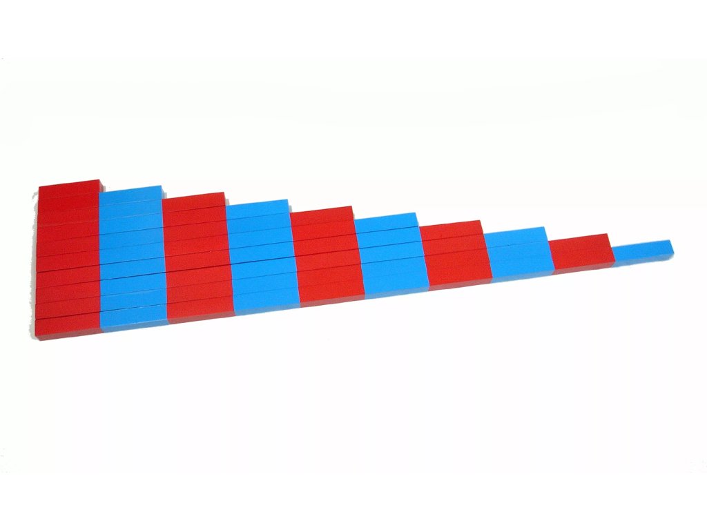 Moyo Montessori Moyo Montessori Červeno-modré tyče z bukového dřeva