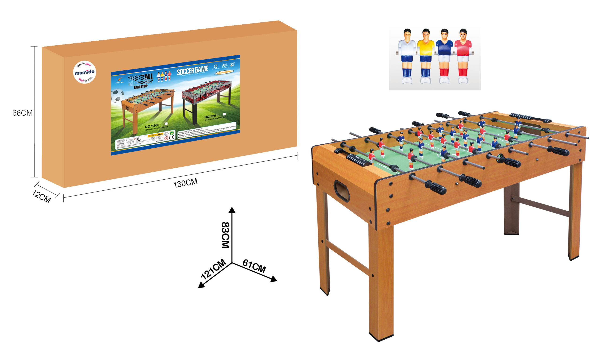 Dřevěný dětský stolní fotbálek 121×61×83 cm pro větší děti