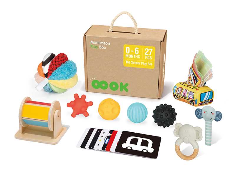Montessori Naučný Smyslový box XXL 7v1 pro miminka 0-6 měsíců