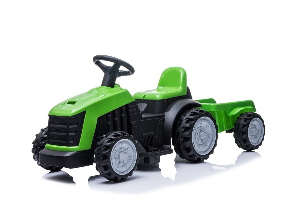 Dětský elektrický traktor s vlečkou zelený