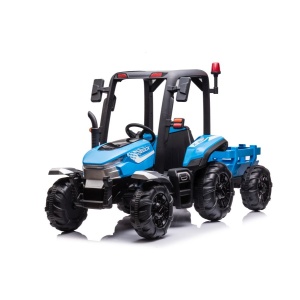 Dětský elektrický traktor s přívěsem BLT modrý