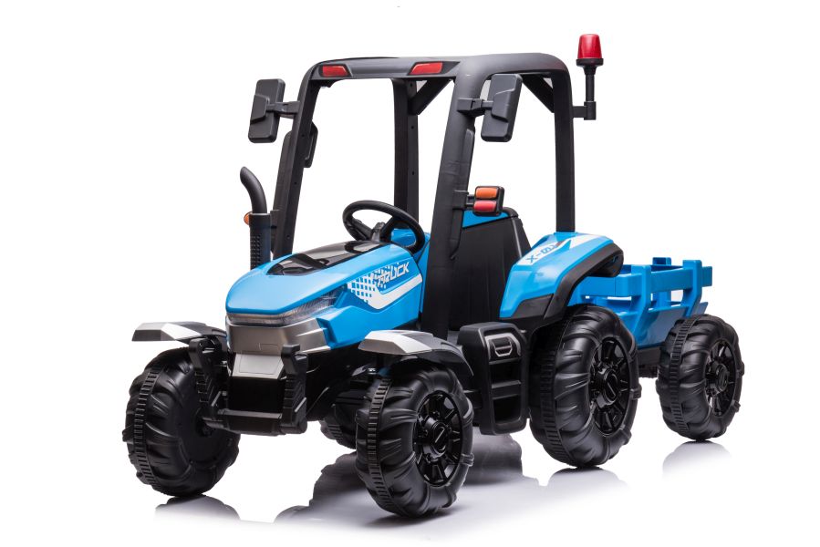 Dětský elektrický traktor s přívěsem BLT modrý