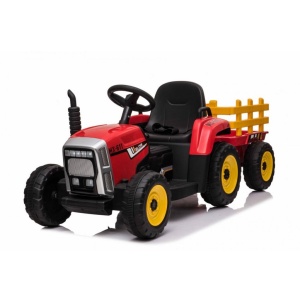 Elektrický traktor s vlečkou T2 červený 12V7Ah EVA kola