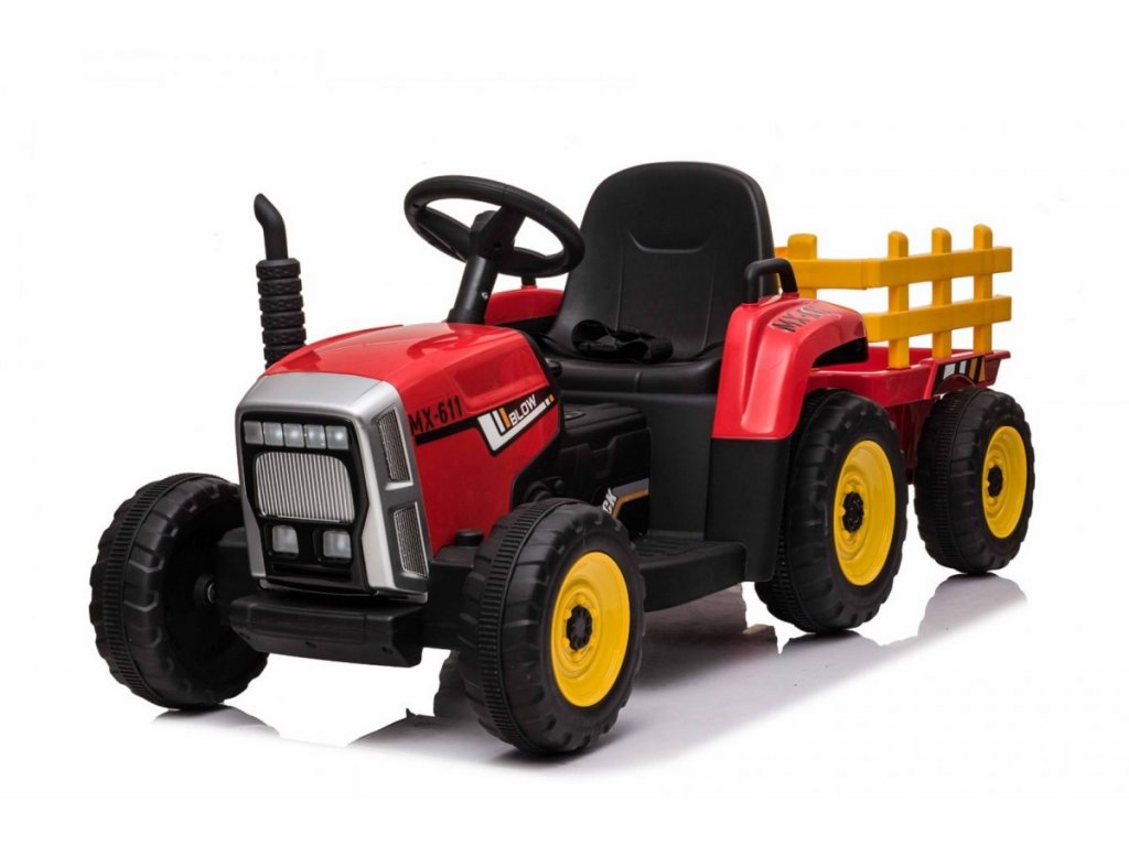 Elektrický traktor s vlečkou T2 červený 12V7Ah EVA kola