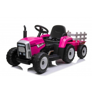 Elektrický traktor s vlečkou T2 růžový 12V7Ah EVA kola
