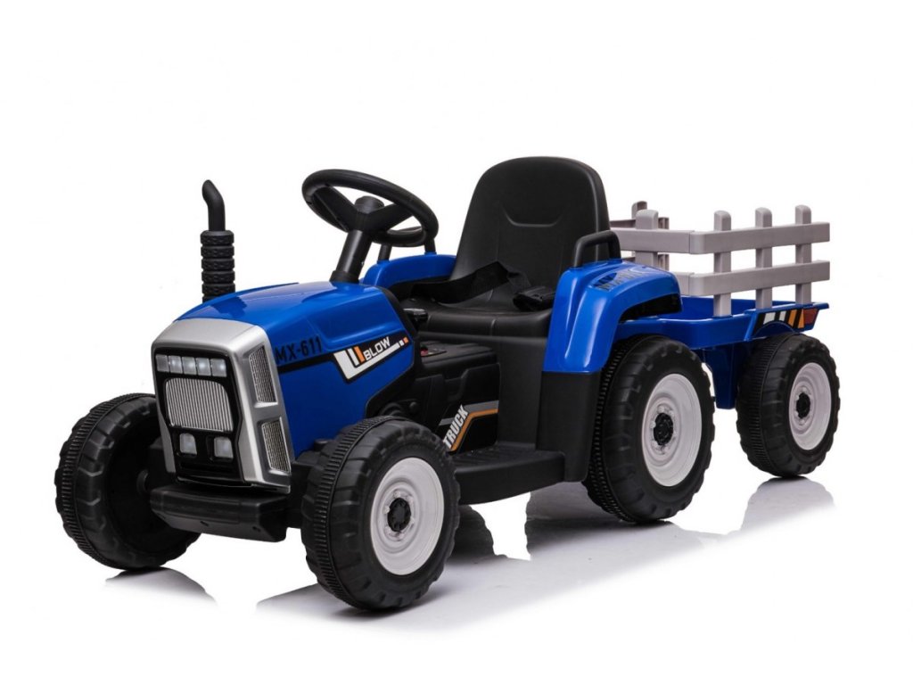 Elektrický traktor s vlečkou T2 modrý 12V7Ah EVA kola