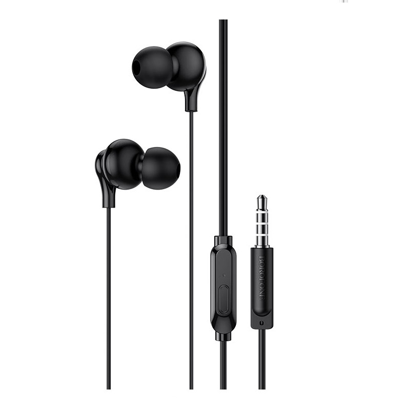 Borofone sluchátka 3.5 mm jack s mikrofonem - Černá