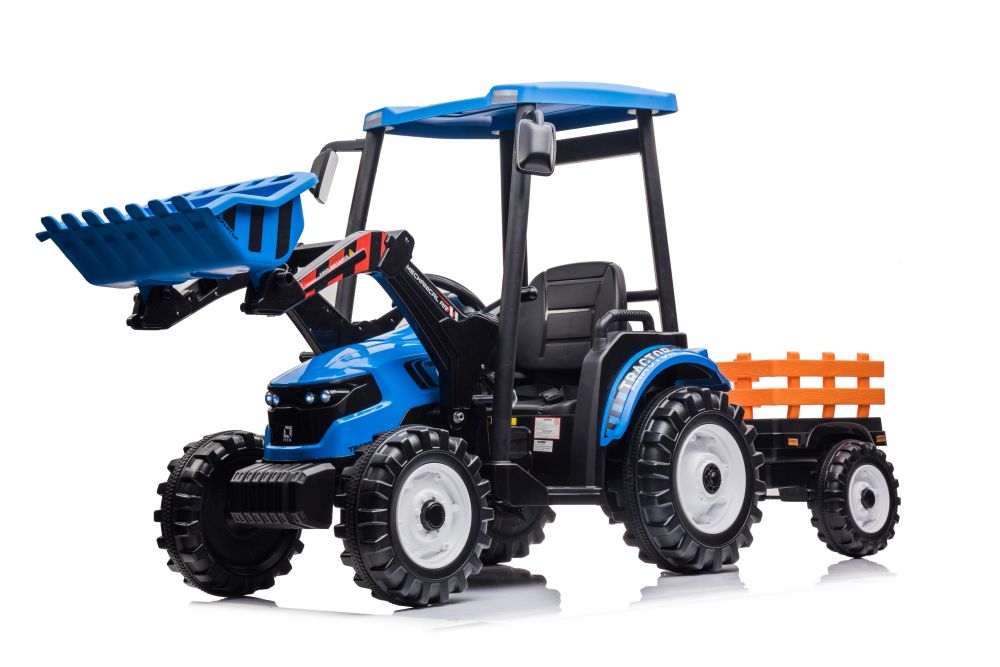 Dětský elektrický traktor Hercules s přívěsem 24V modrý