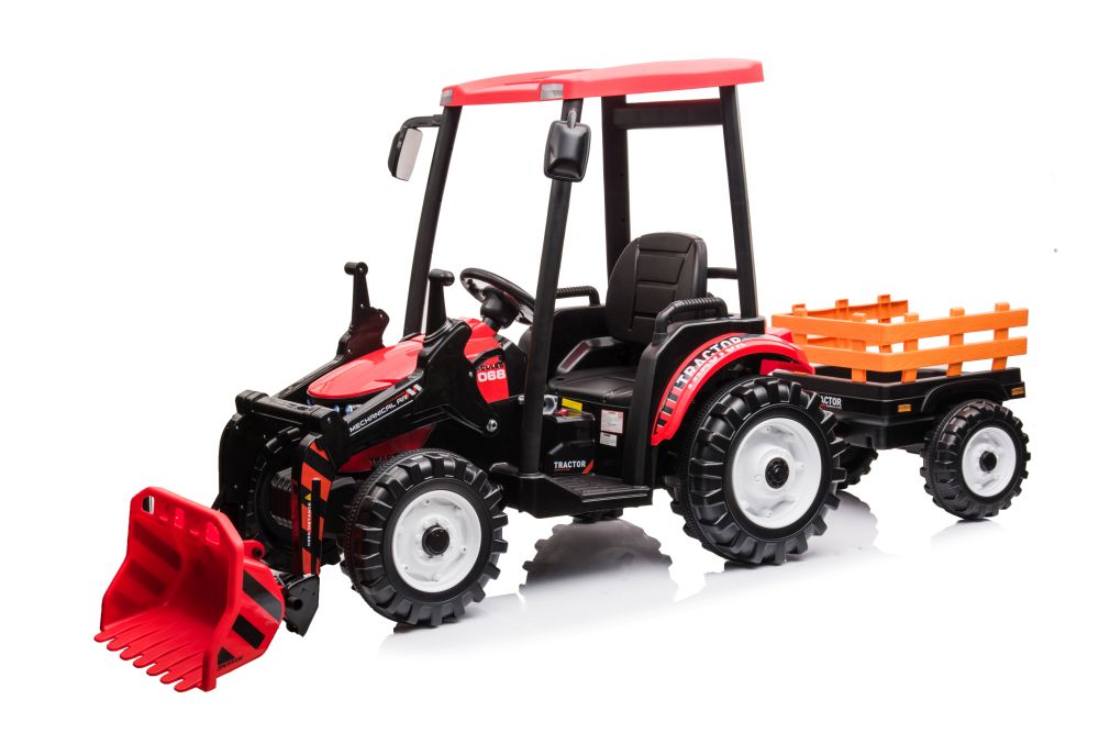 Dětský elektrický traktor Hercules s přívěsem 24V červený