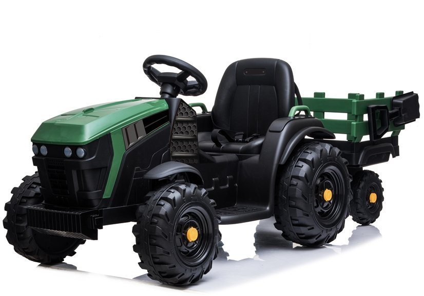 Dětský elektrický traktor Farmer s vlečkou a lopatou zelený 12V10Ah EVA kola