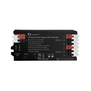 Wifi chytrý kontroler digitálních WLED pásků – ESP8266, WLED Native, 5-24VDC, 15A