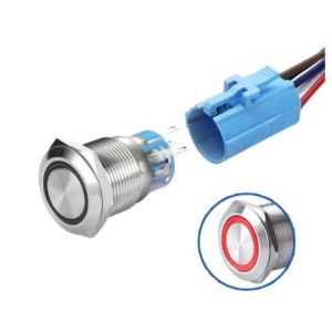 LED vodotěsný spínač 19 mm - Červené podsvícení