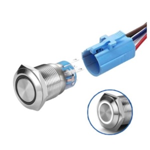 LED vodotěsný spínač 19 mm - Bílé podsvícení